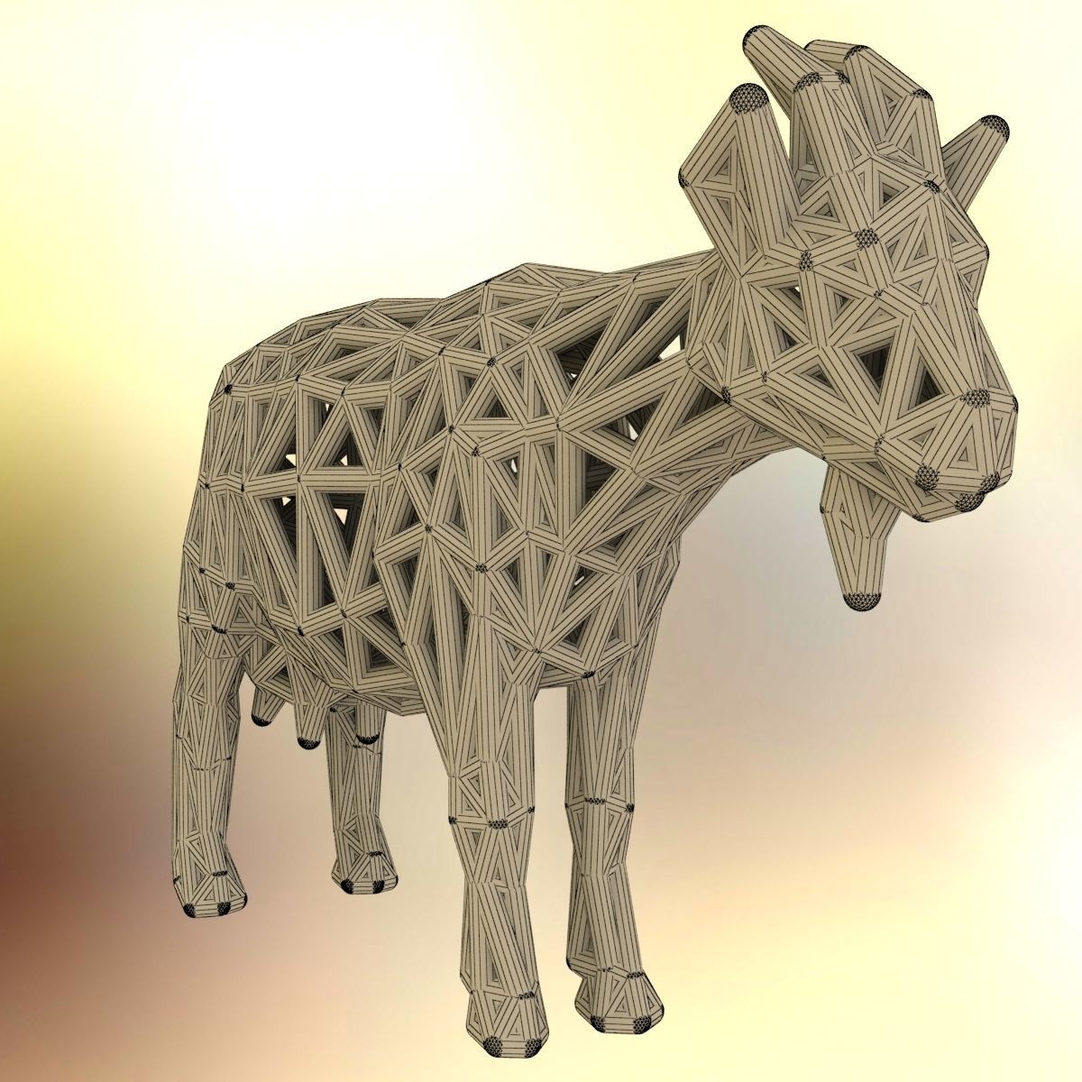 Goat 3d print made out of wood 3D print model_16