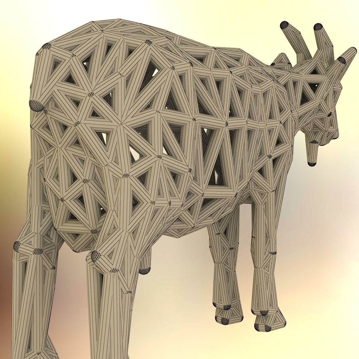 Goat 3d print made out of wood 3D print model_15