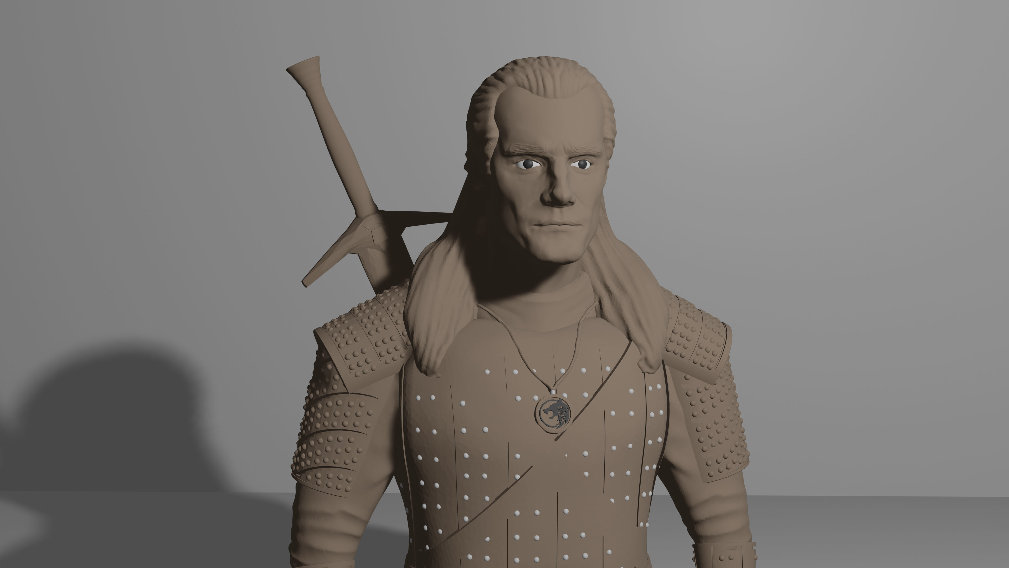 THE WITCHER man holding sword 3D print model_3