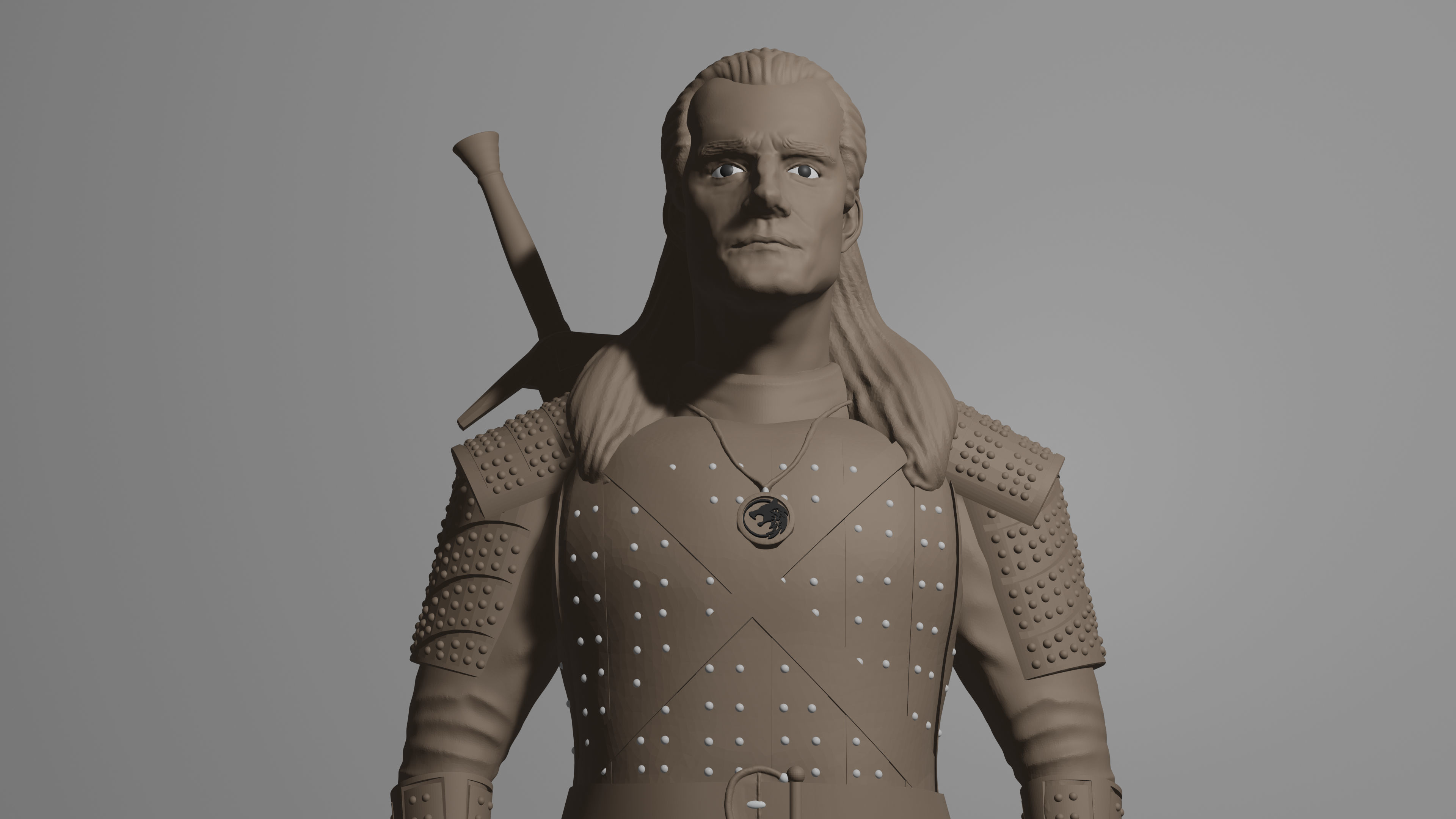 THE WITCHER man holding sword 3D print model_5