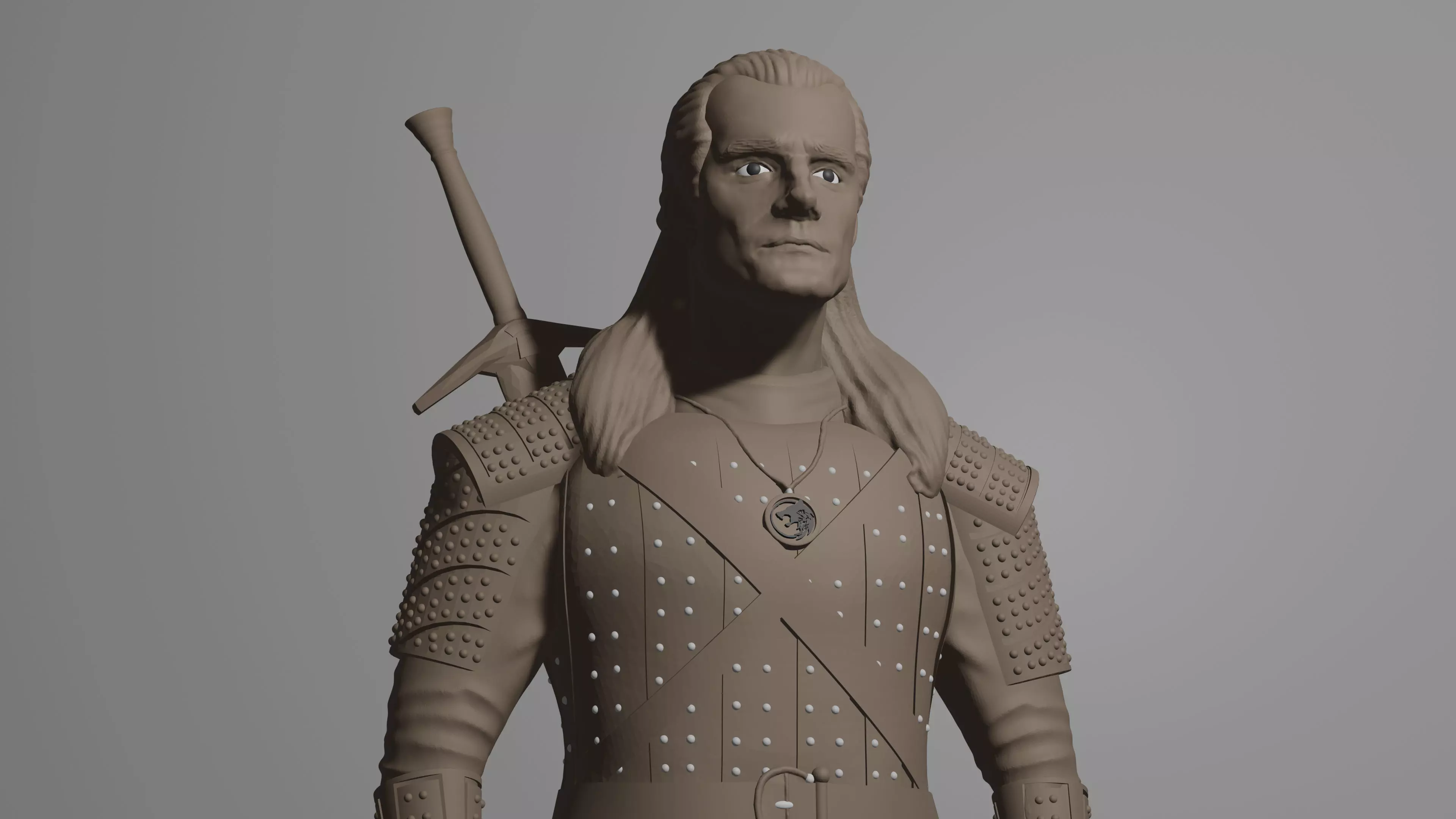 THE WITCHER man holding sword 3D print model_0