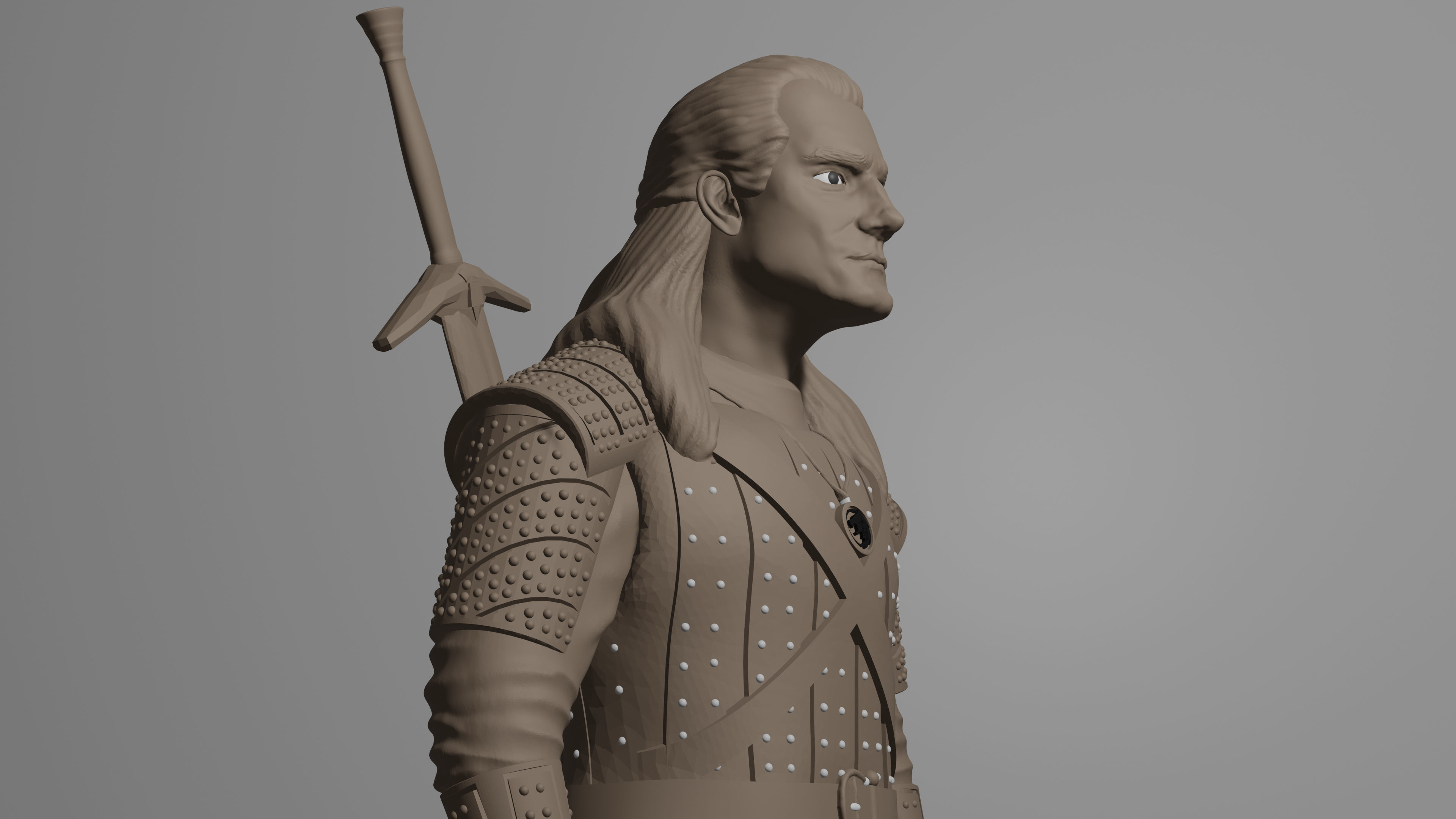 THE WITCHER man holding sword 3D print model_4