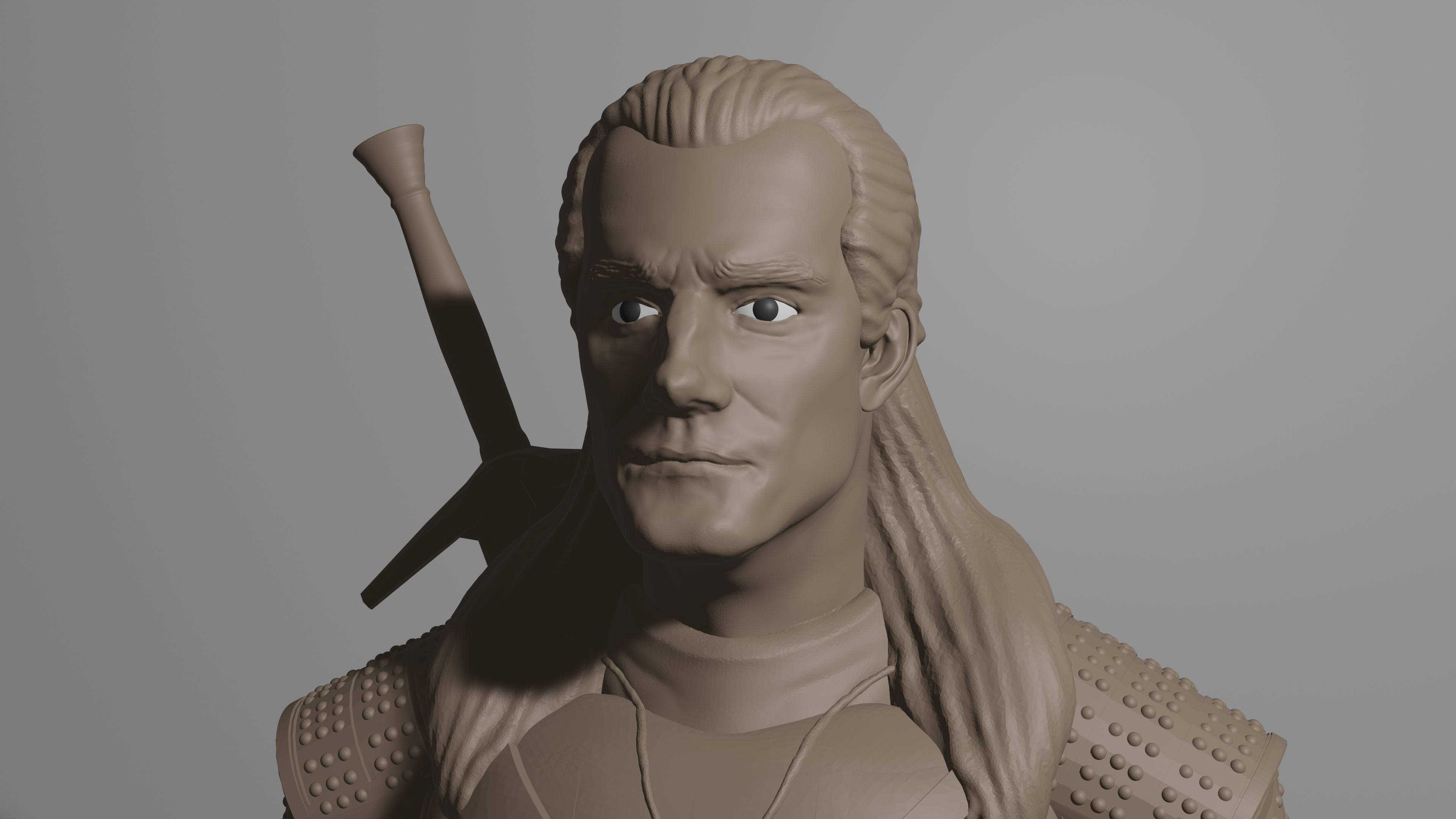 THE WITCHER man holding sword 3D print model_2