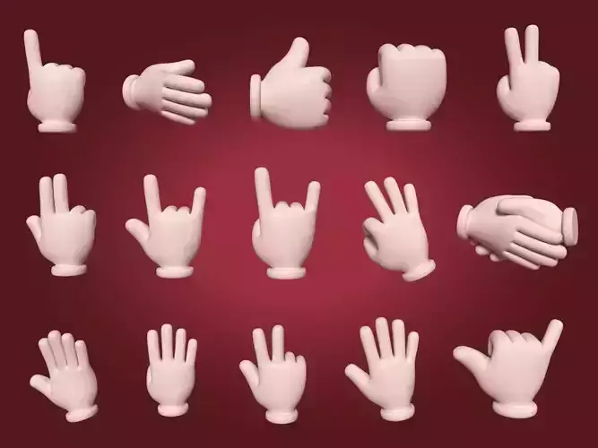 Hand Emoji Signs - Icons Pack Low-poly 3D model