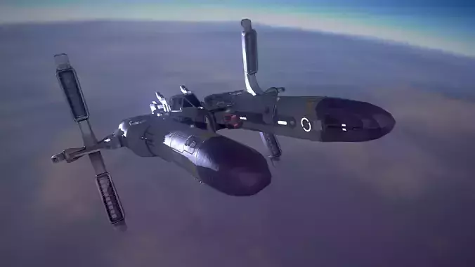 spaceship flying in sky Low-poly 3D model