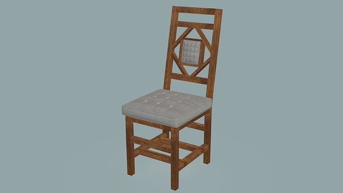 Classic armless dining chair Low-poly 3D model