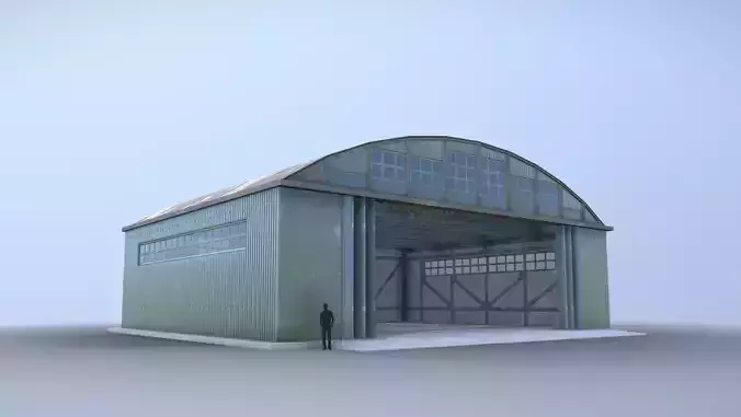 Airport Hangar SmallHangar 01 open   Low-poly 3D model