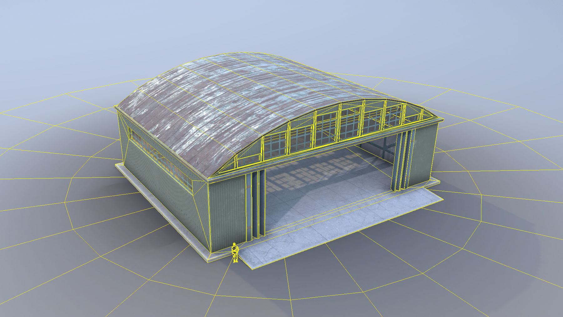 Airport Hangar SmallHangar 01 open   Low-poly 3D model_8