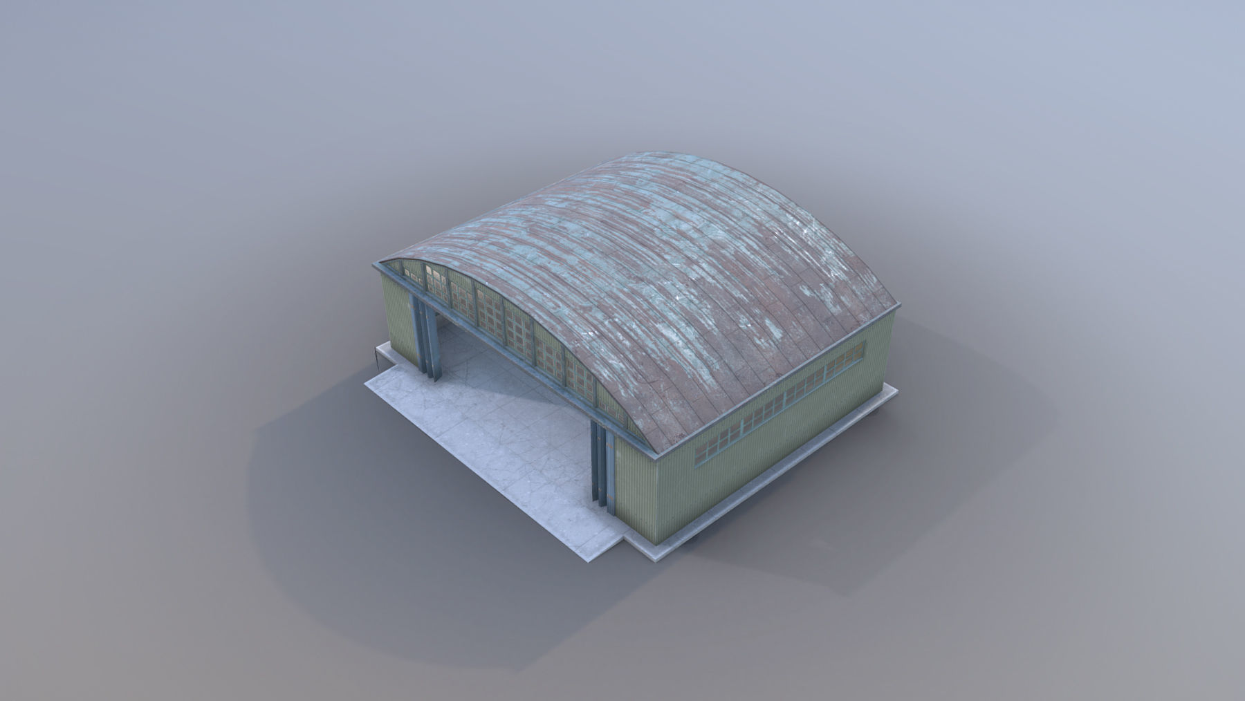 Airport Hangar SmallHangar 01 open   Low-poly 3D model_6
