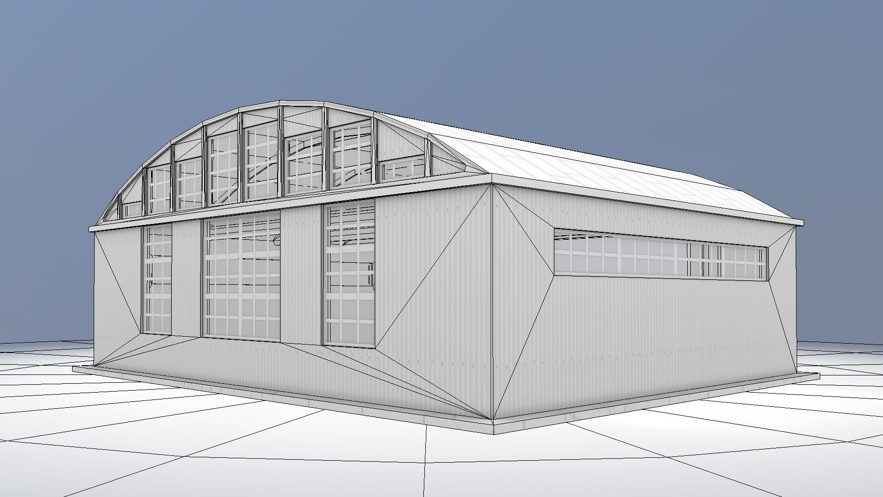 Airport Hangar SmallHangar 01 open   Low-poly 3D model_12