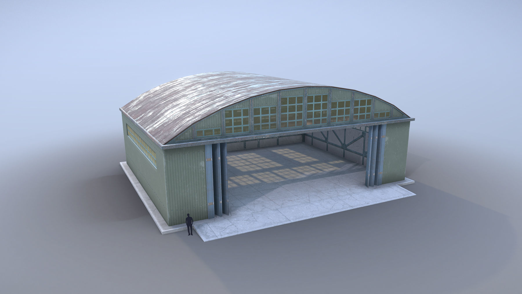 Airport Hangar SmallHangar 01 open   Low-poly 3D model_1