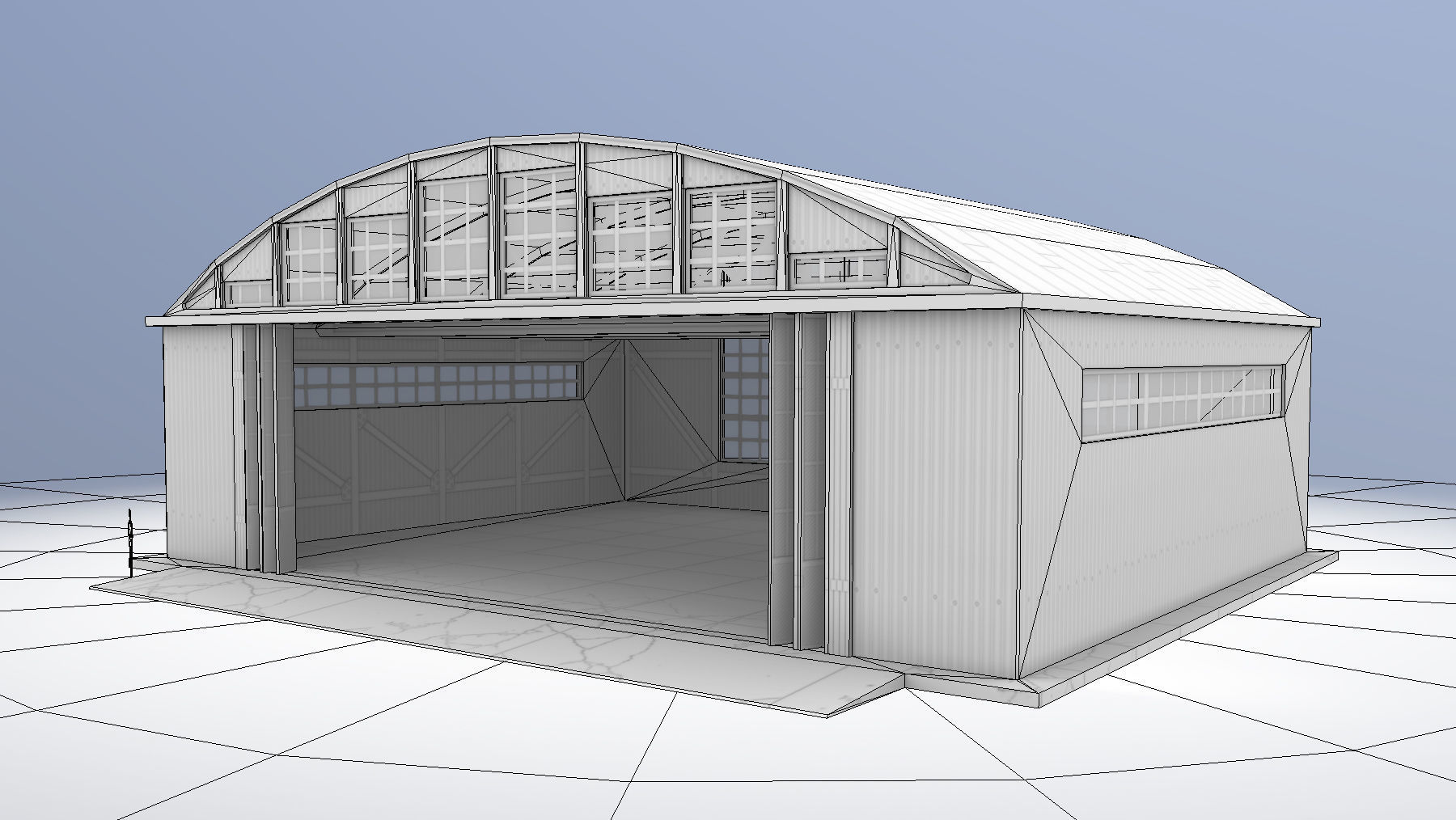 Airport Hangar SmallHangar 01 open   Low-poly 3D model_11