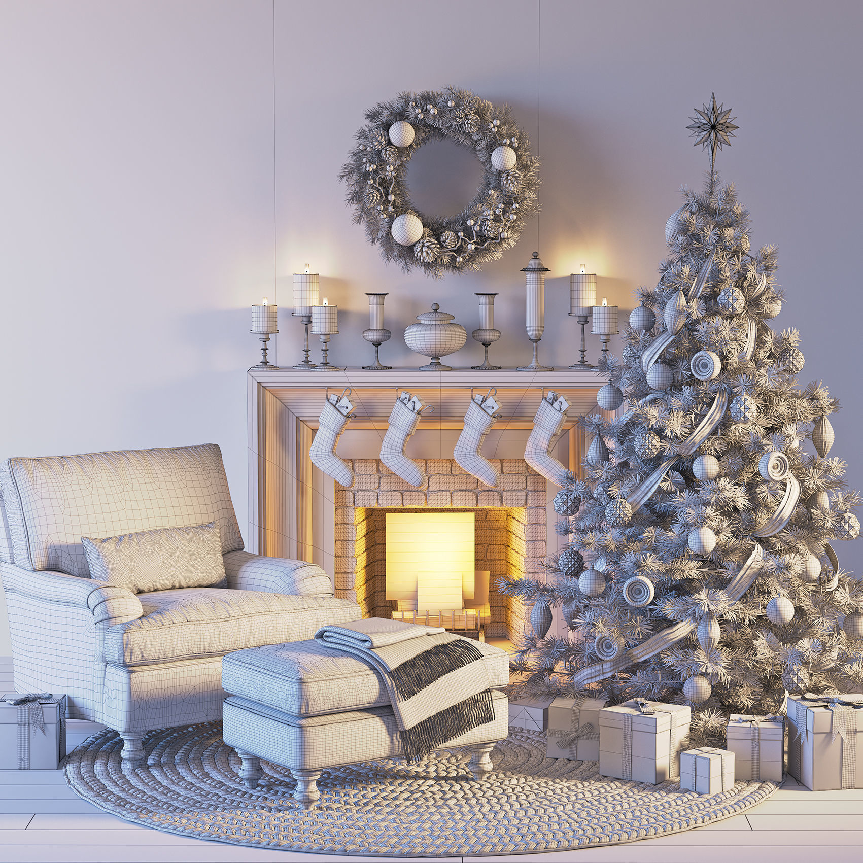 Christmas and New Year set 3D model_7