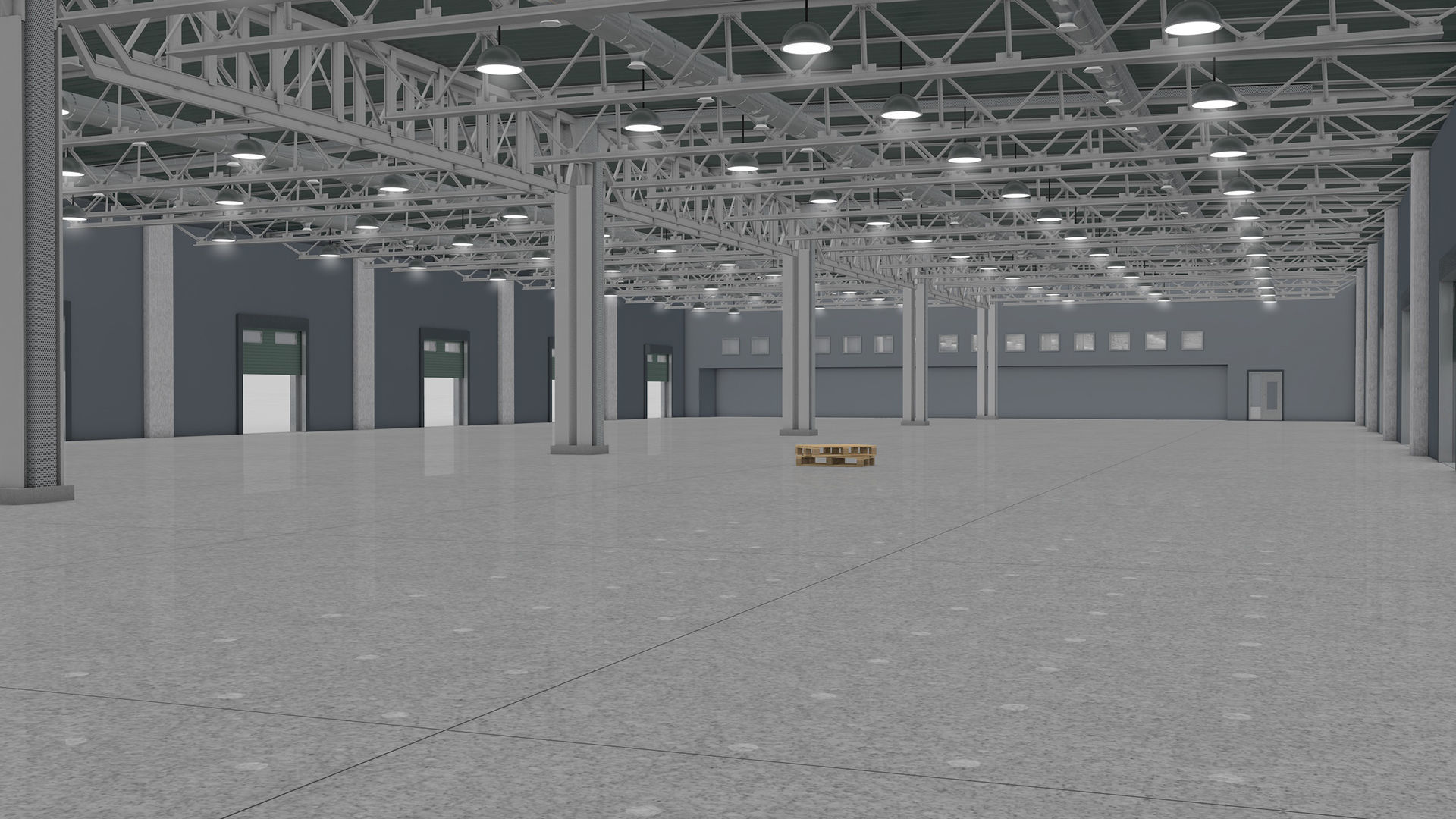 Warehouse Interior with Pallet 3D model_1