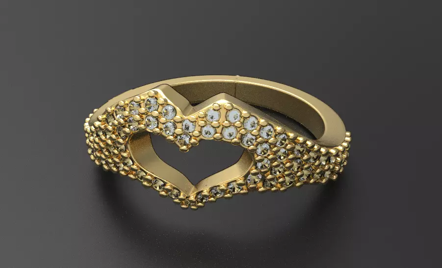 3D print model hands heart ring with diamond gems 3D print model