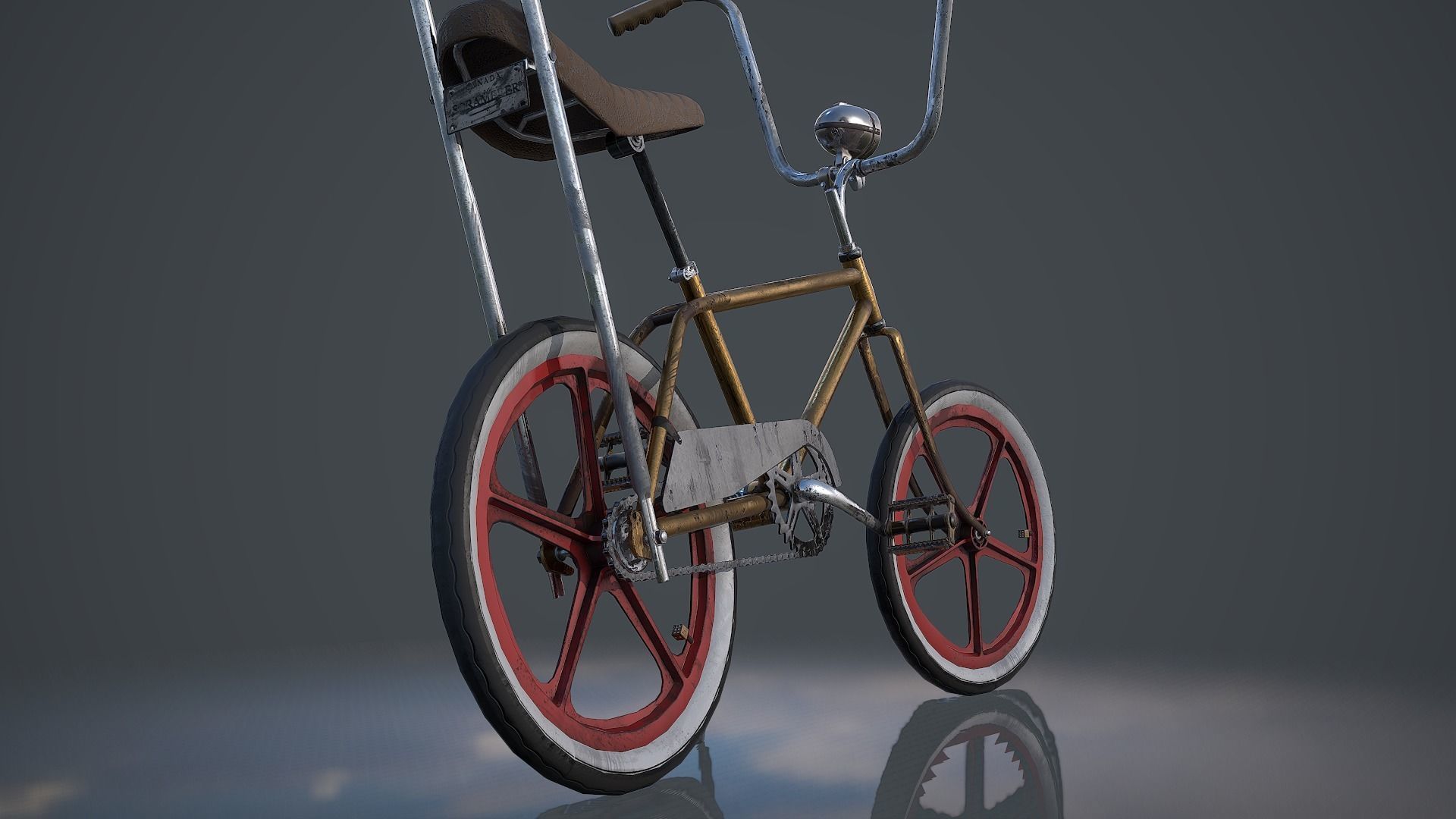 Old Banana Seat Bike - 4K PBR Game Ready Low-poly 3D model_2
