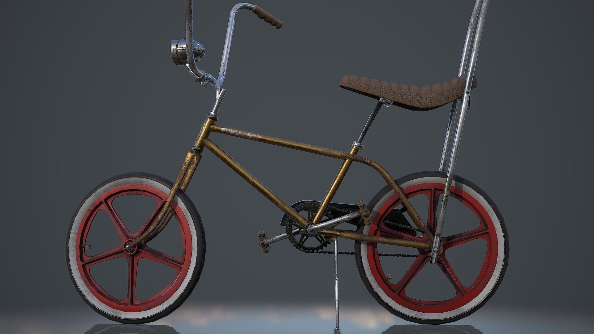 Old Banana Seat Bike - 4K PBR Game Ready Low-poly 3D model_3