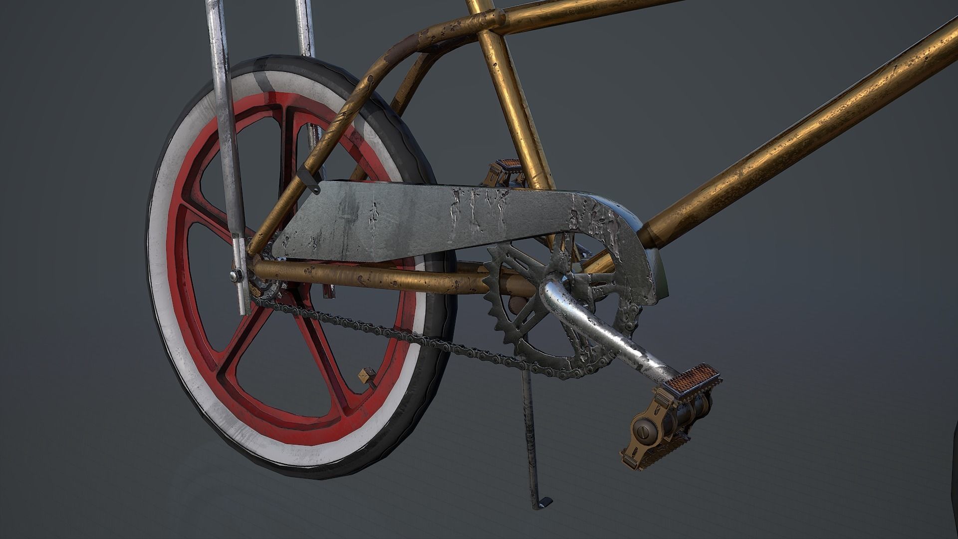 Old Banana Seat Bike - 4K PBR Game Ready Low-poly 3D model_6