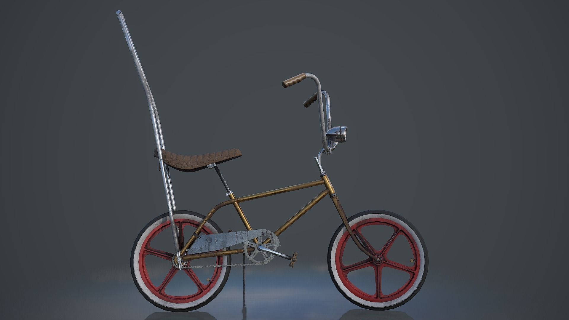 Old Banana Seat Bike - 4K PBR Game Ready Low-poly 3D model_9