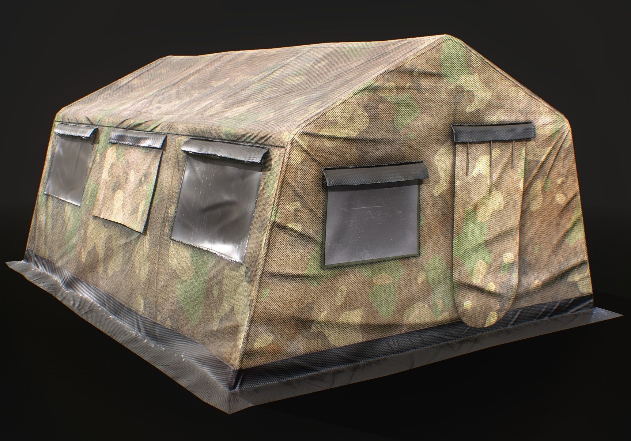 Military tent Low-poly 3D model_6