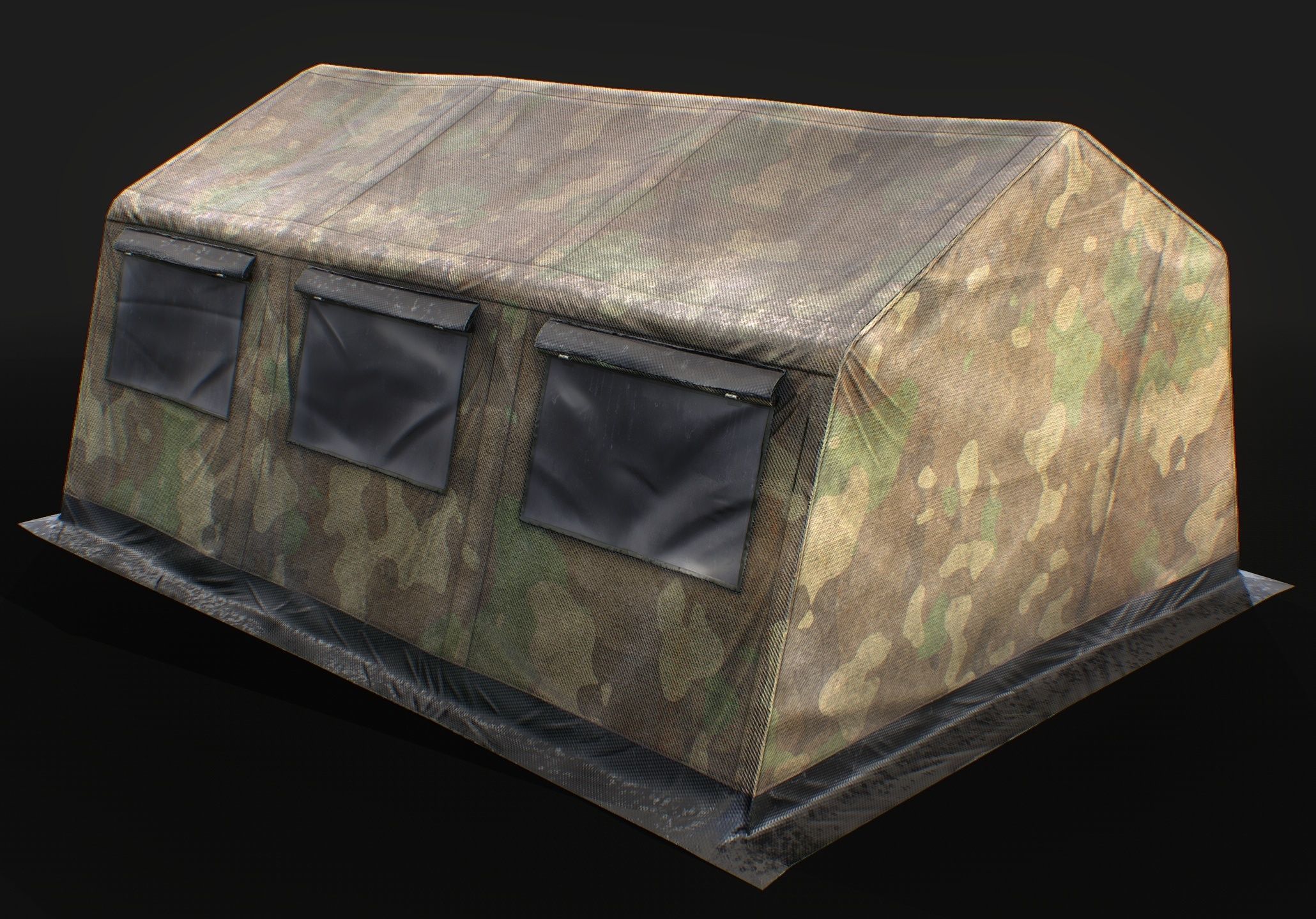 Military tent Low-poly 3D model_11