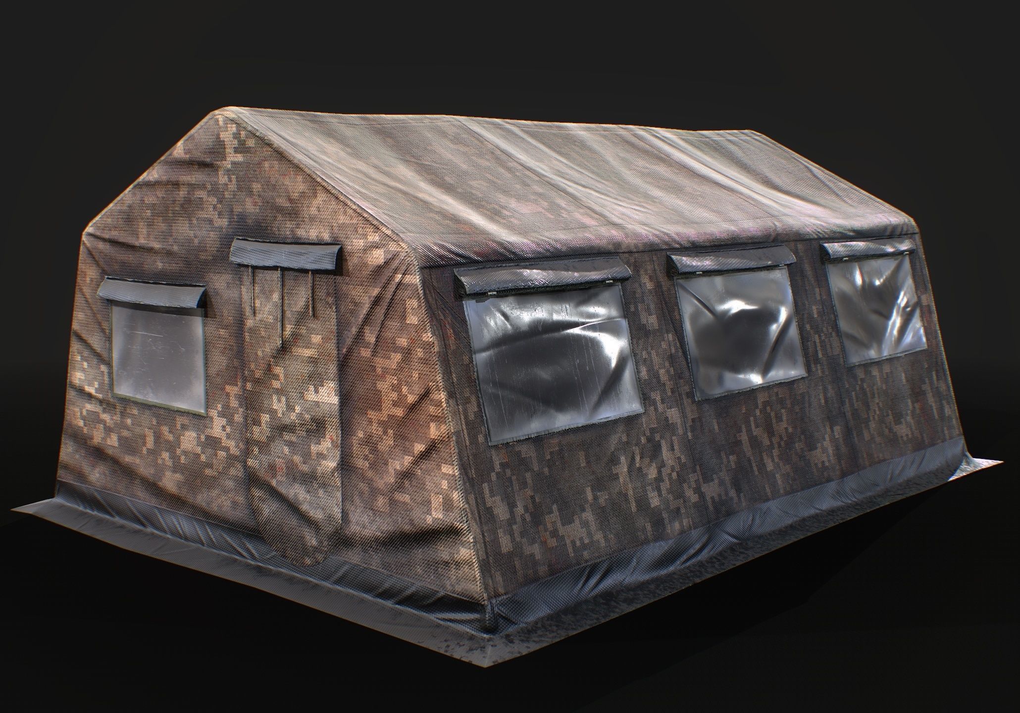 Military tent Low-poly 3D model_2