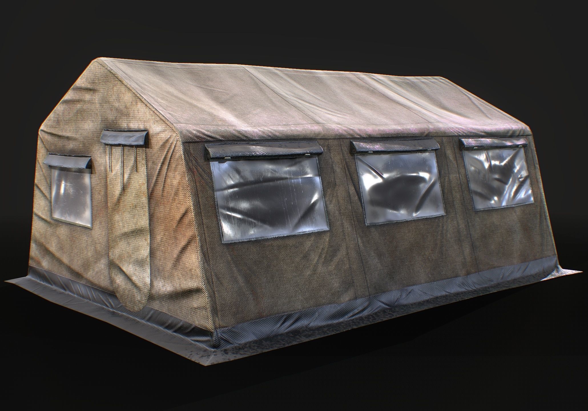 Military tent Low-poly 3D model_1