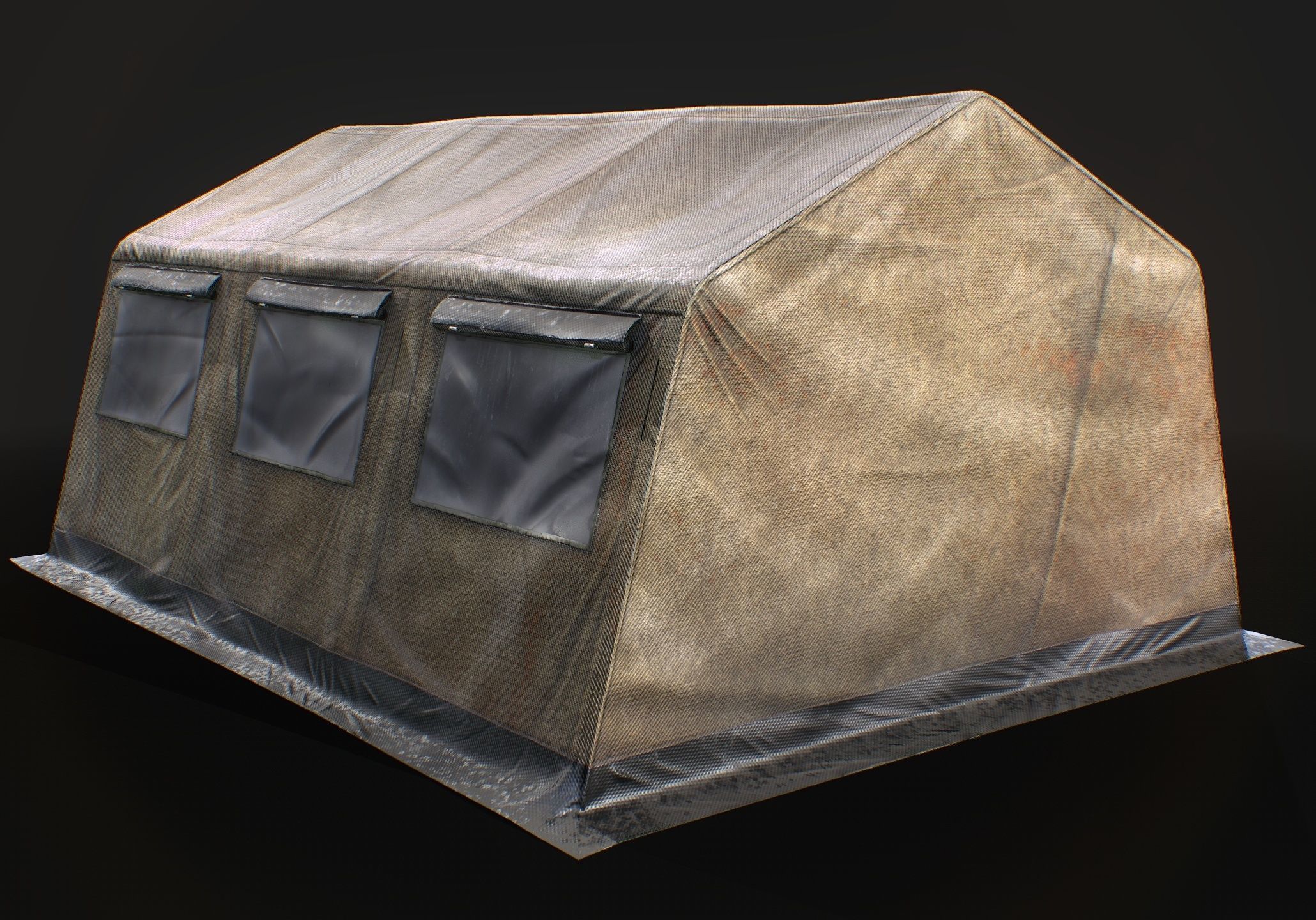 Military tent Low-poly 3D model_9