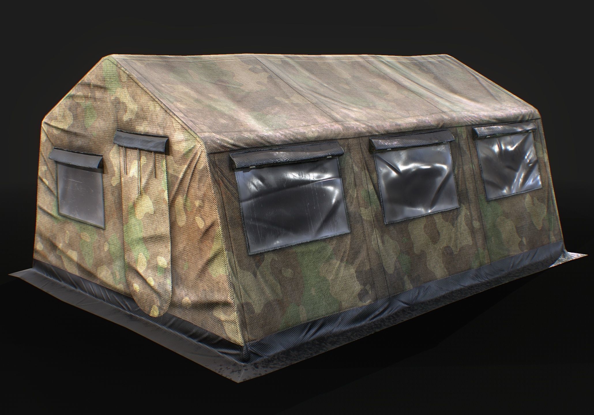 Military tent Low-poly 3D model_3