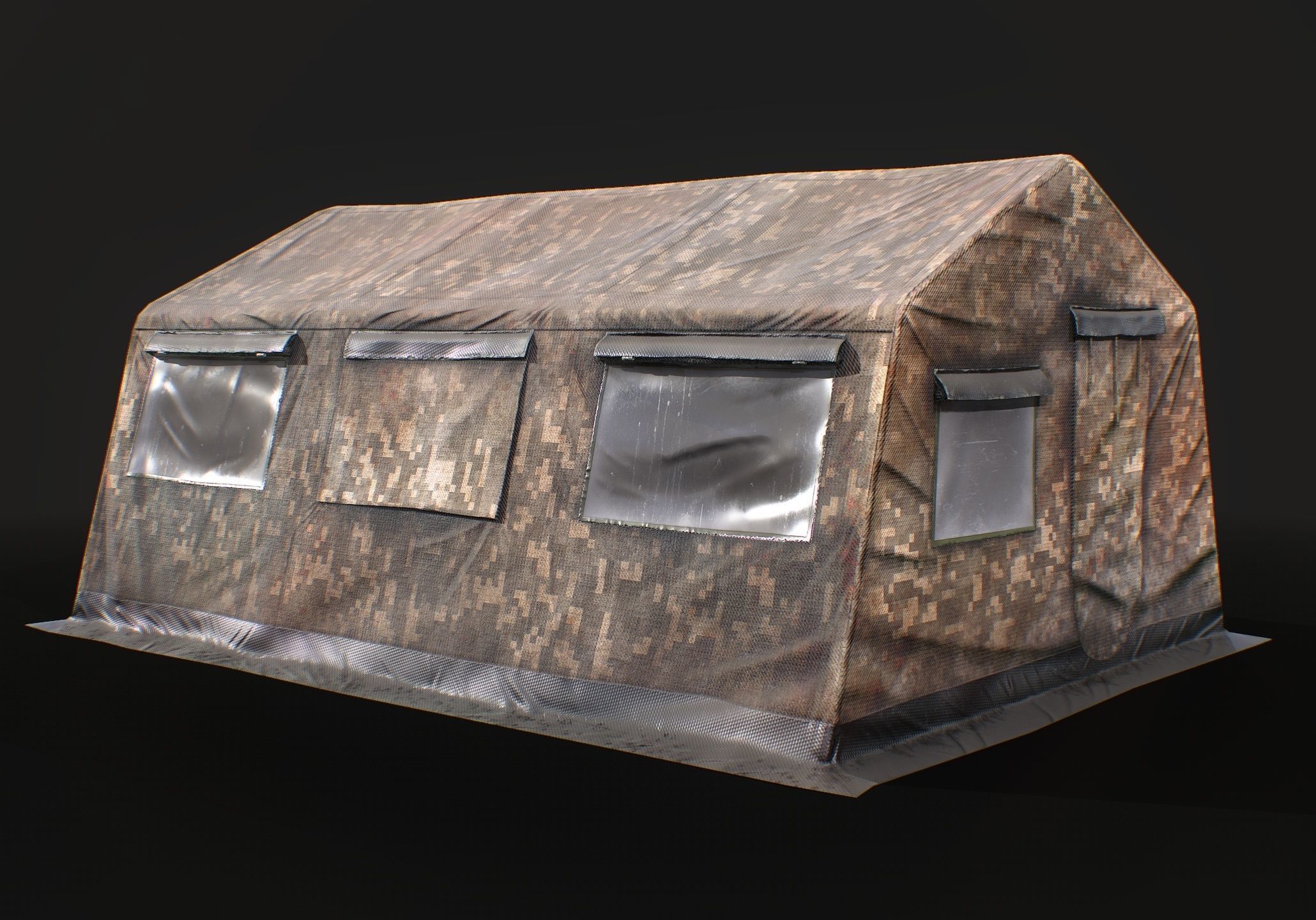 Military tent Low-poly 3D model_5