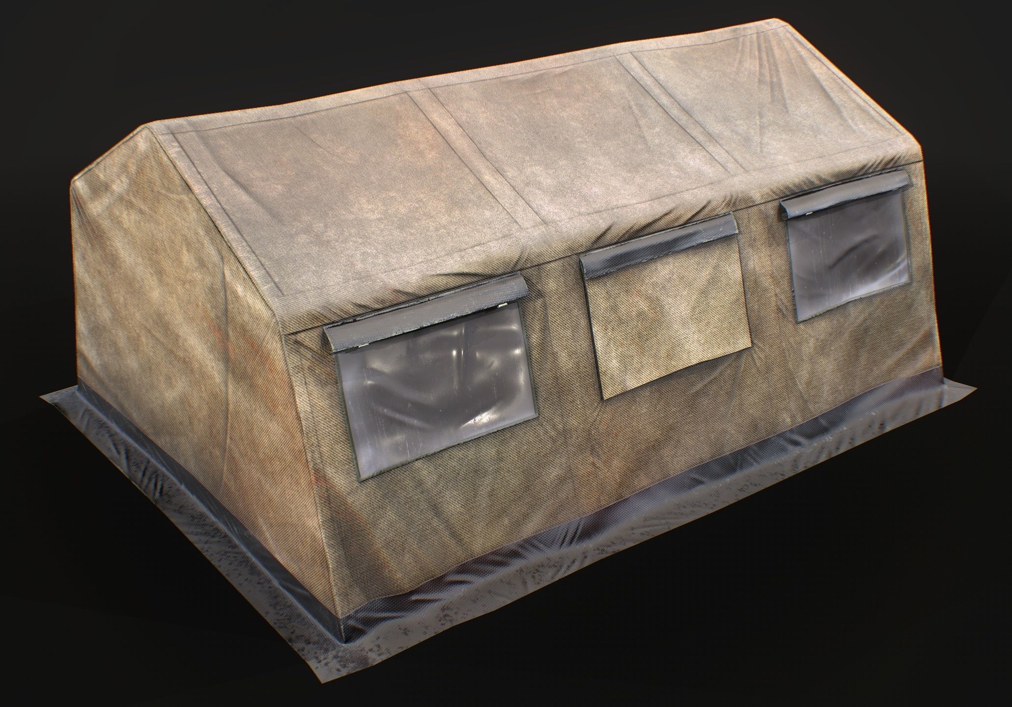Military tent Low-poly 3D model_10
