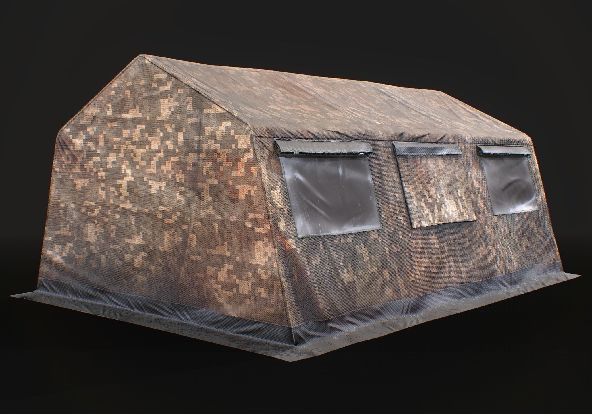 Military tent Low-poly 3D model_8