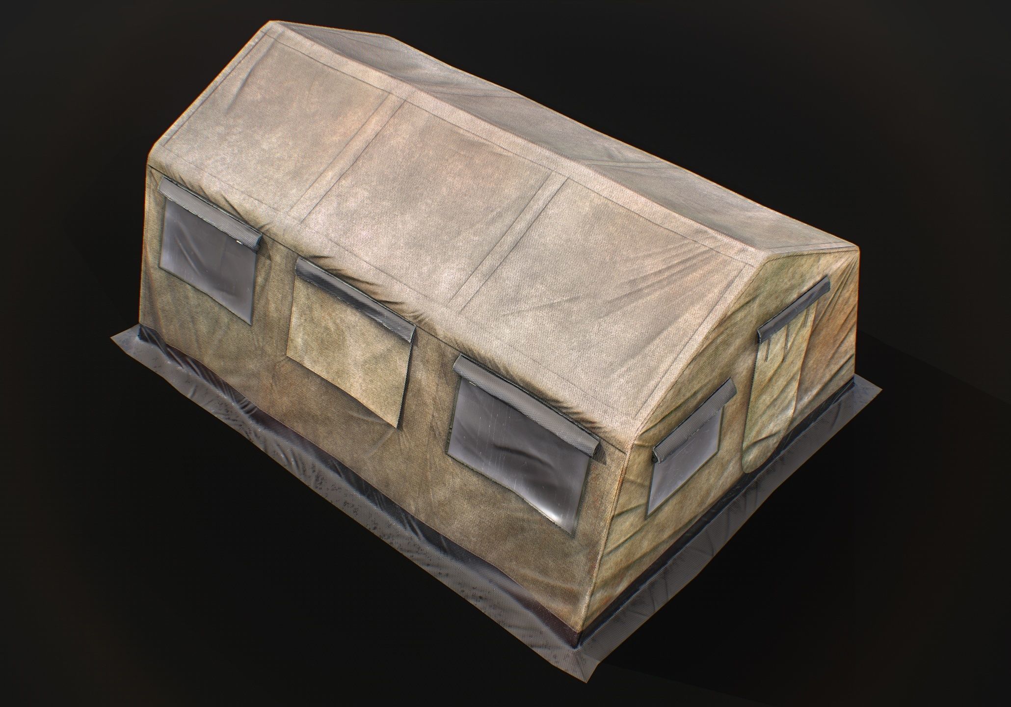 Military tent Low-poly 3D model_4
