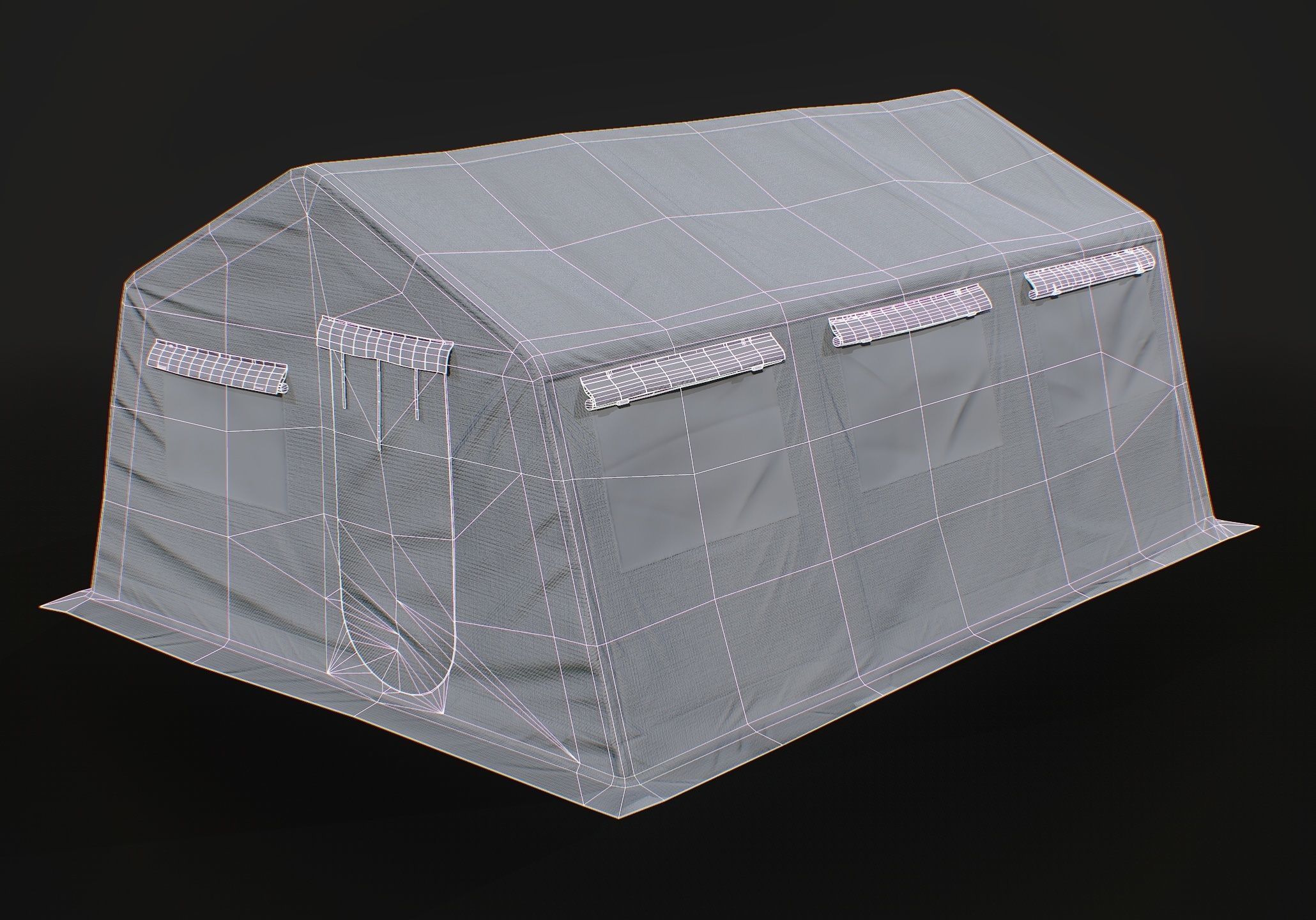 Military tent Low-poly 3D model_14