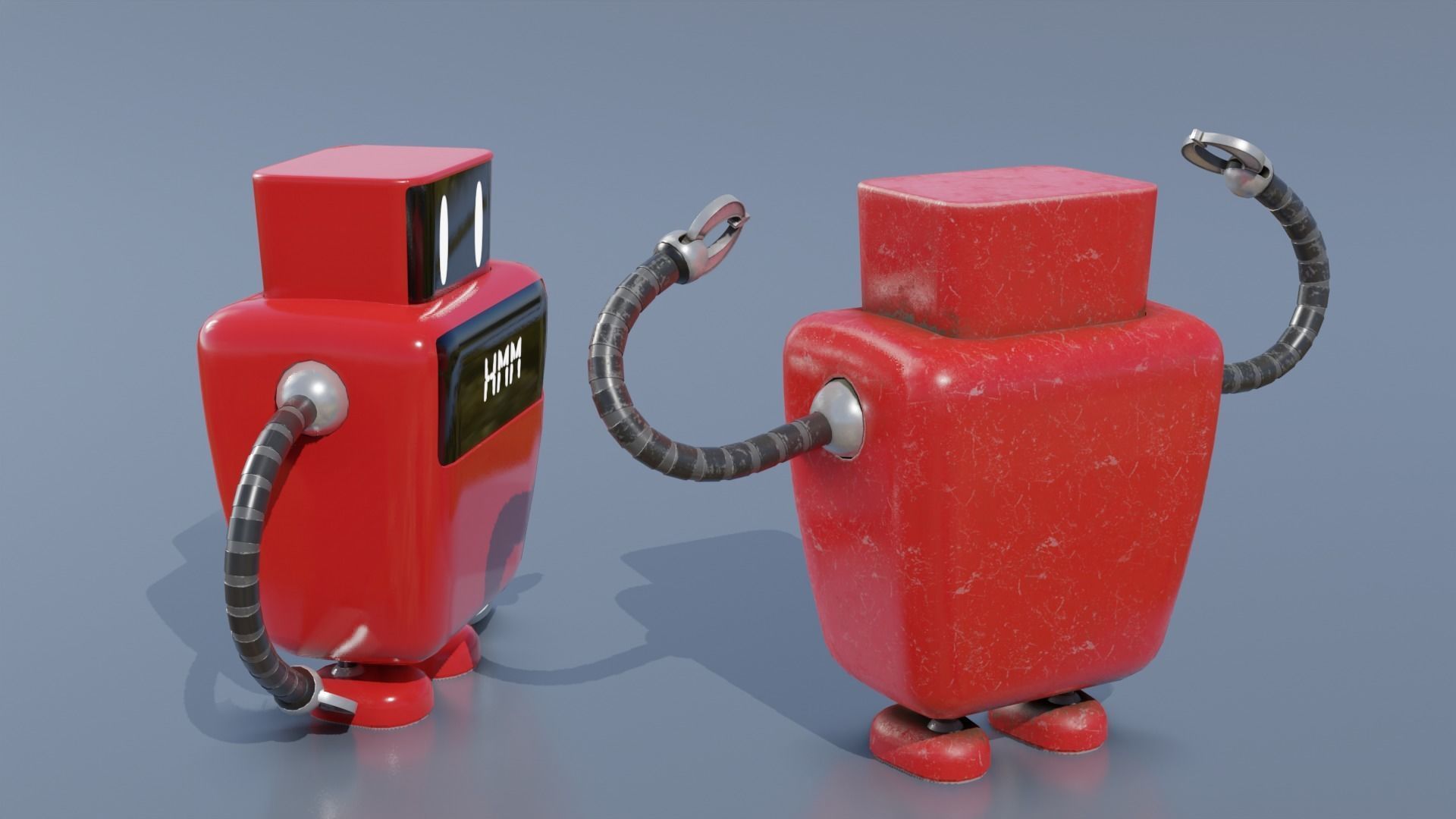 Cartoon Small Futuristic Robot Low-poly 3D model_3