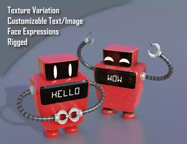 Cartoon Small Futuristic Robot Low-poly 3D model