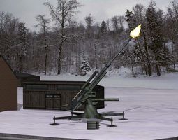 Oerlikon 20mm twin anti-aircraft gun - WWII 3D Model MAX OBJ 3DS FBX ...