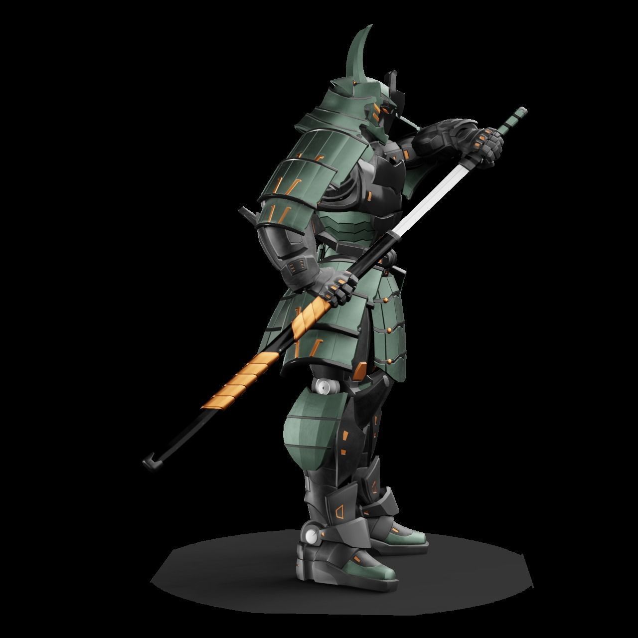  Samurai Robot asset Low-poly 3D model_8