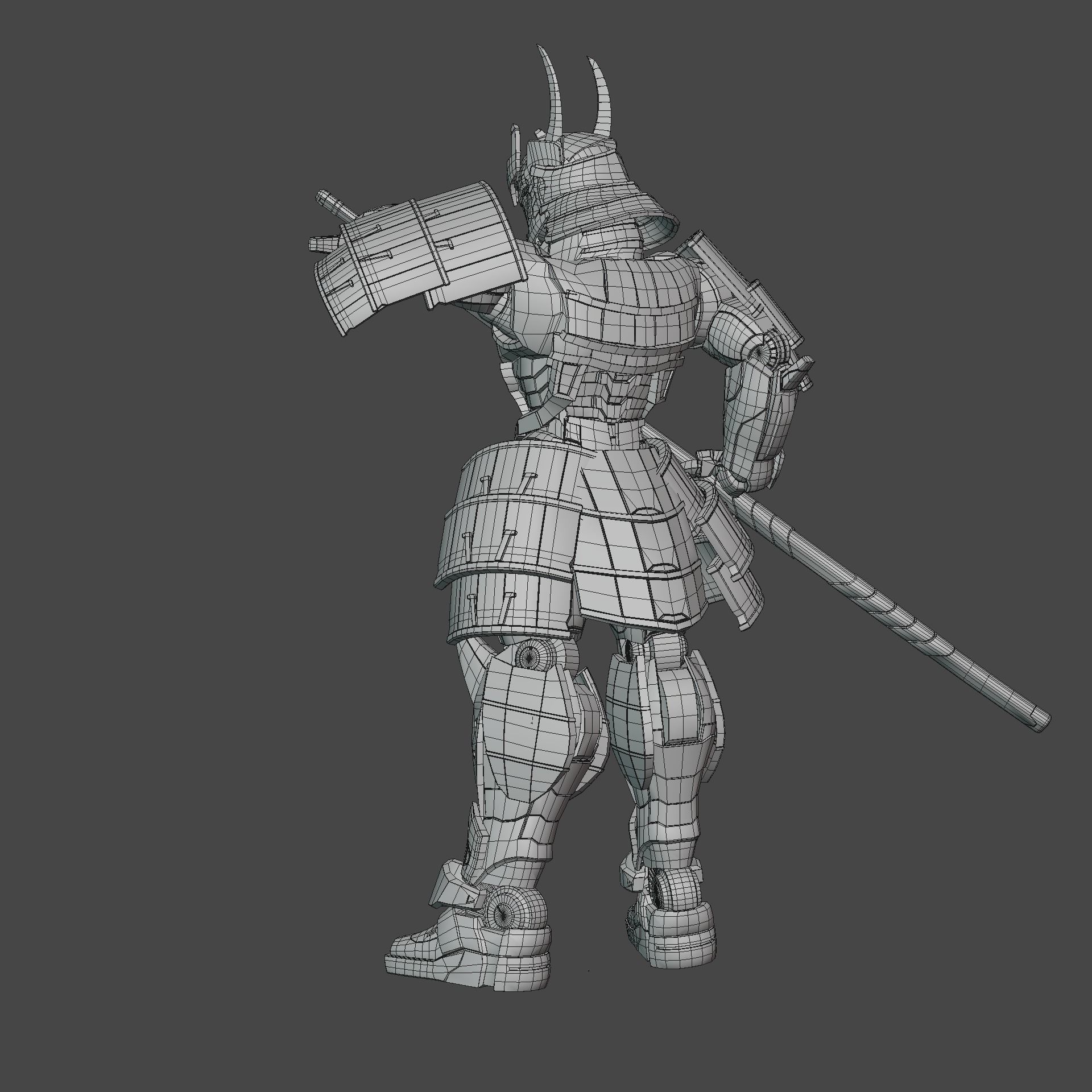  Samurai Robot asset Low-poly 3D model_15
