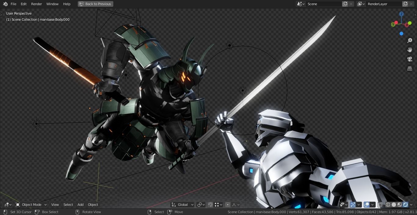  Samurai Robot asset Low-poly 3D model_23