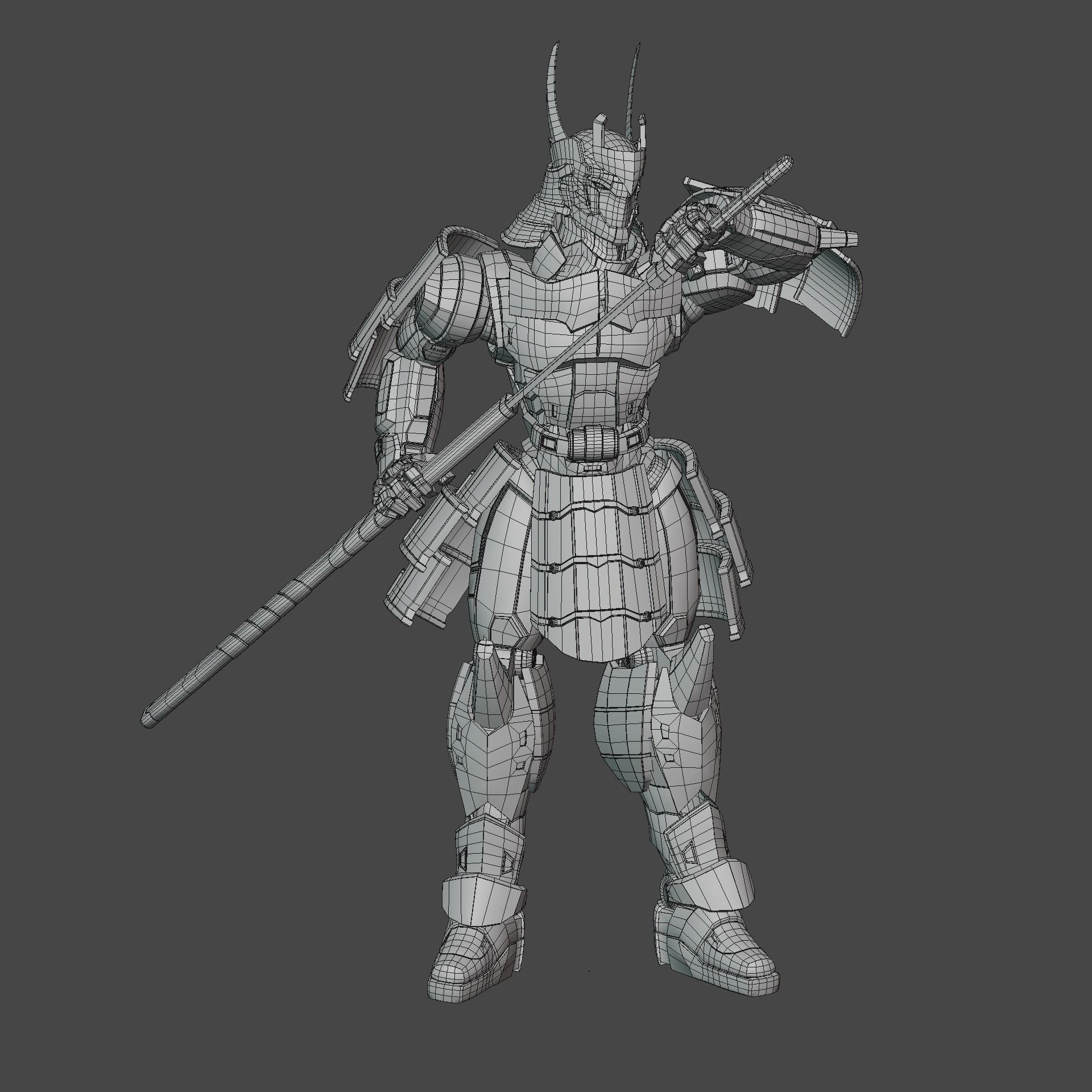  Samurai Robot asset Low-poly 3D model_13
