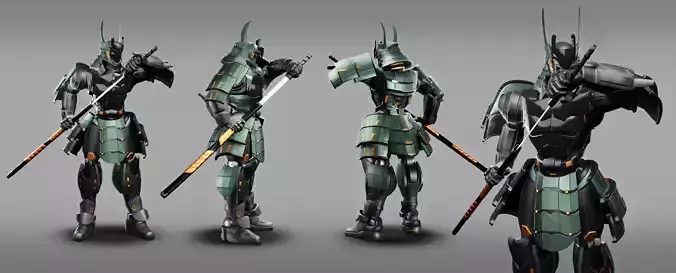  Samurai Robot asset Low-poly 3D model