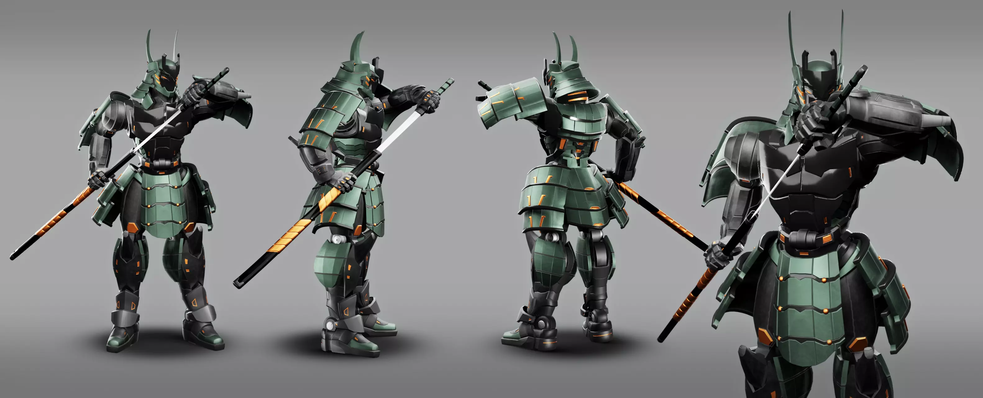  Samurai Robot asset Low-poly 3D model_0