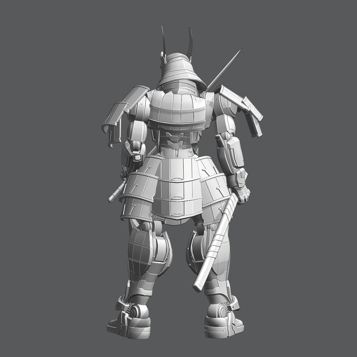  Samurai Robot asset Low-poly 3D model_18