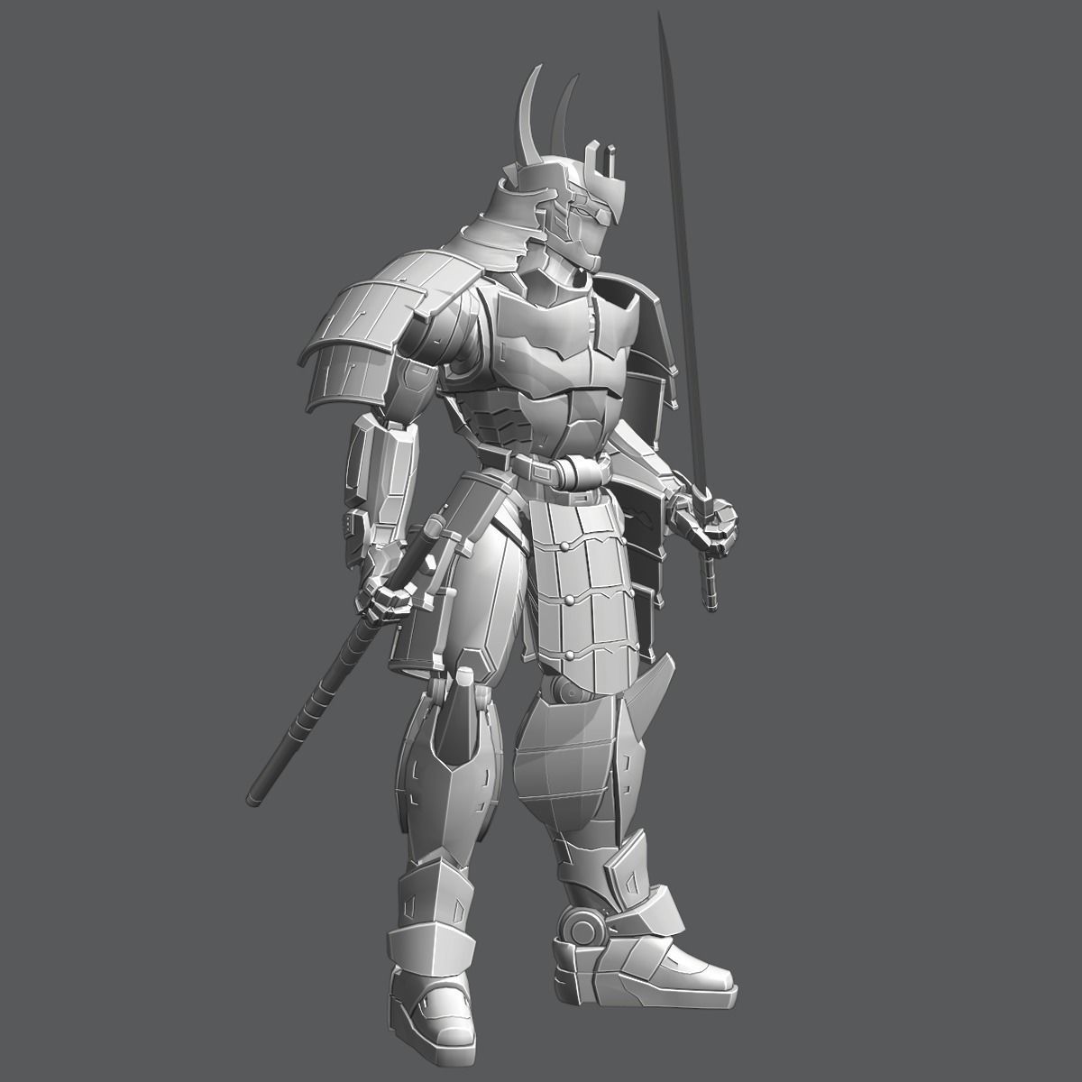  Samurai Robot asset Low-poly 3D model_17