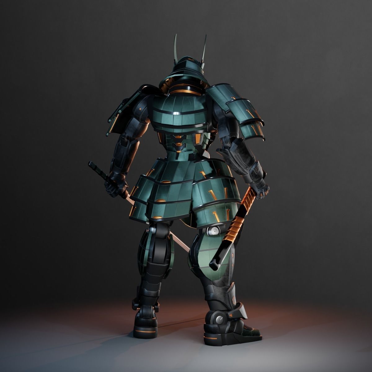  Samurai Robot asset Low-poly 3D model_12