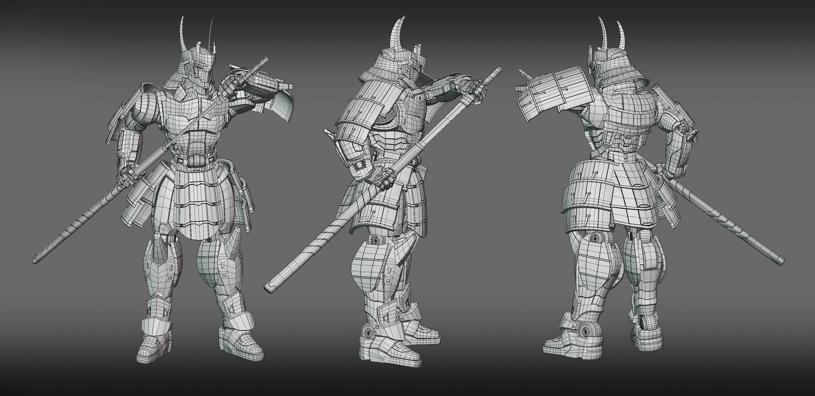  Samurai Robot asset Low-poly 3D model_16