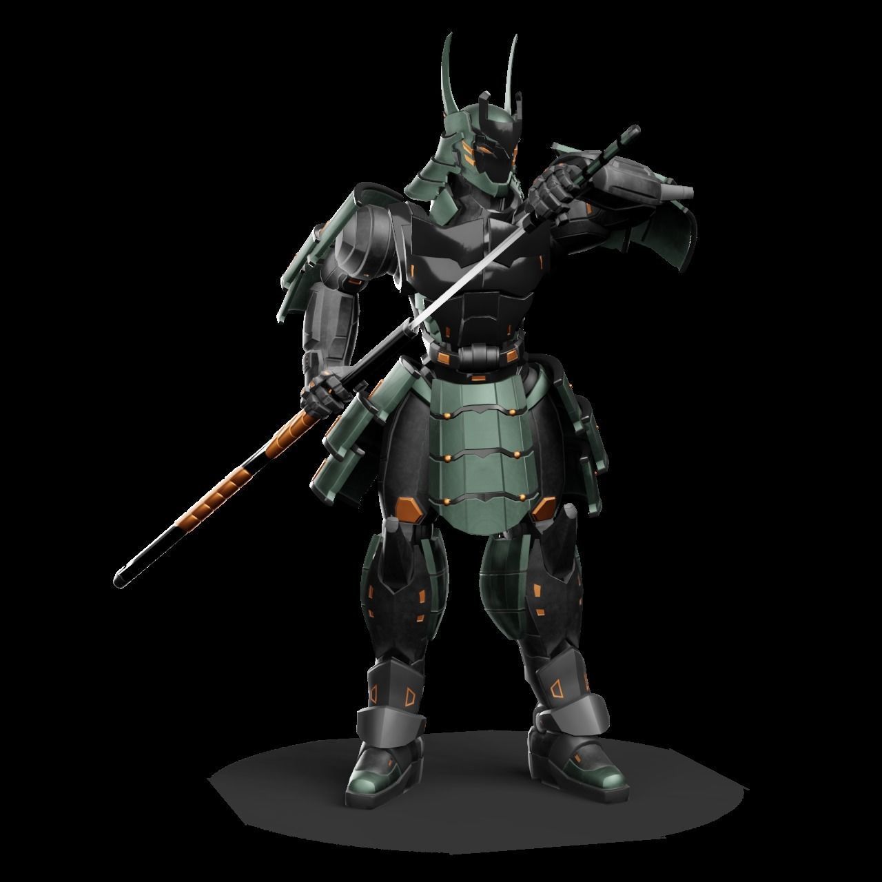  Samurai Robot asset Low-poly 3D model_7