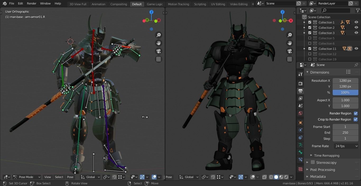  Samurai Robot asset Low-poly 3D model_22