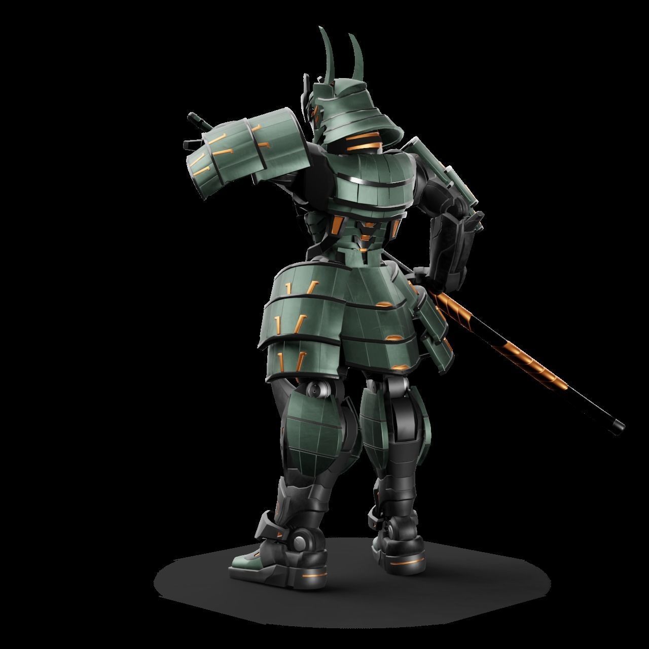  Samurai Robot asset Low-poly 3D model_9